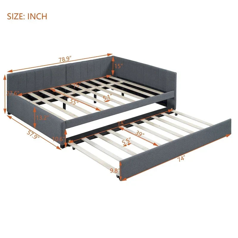 Merax Upholstered Full-Size Daybed with Trundle Feature