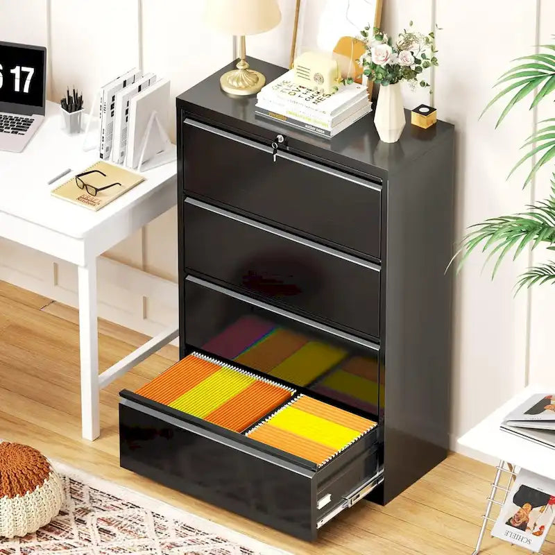 Lockable 4-Drawer Metal Lateral Filing Cabinet