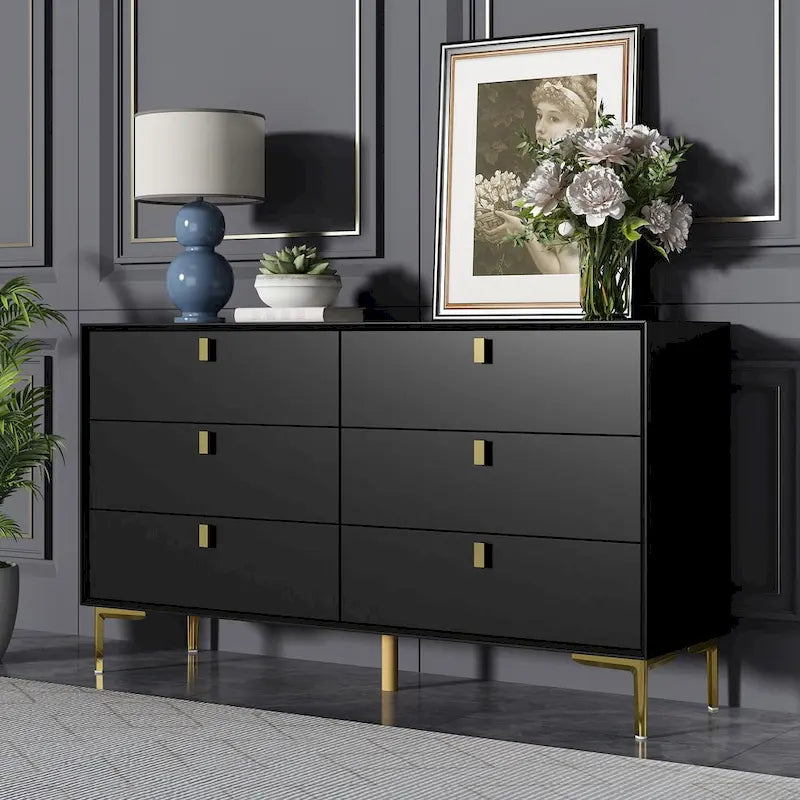 Mid-Century 6-Drawer Storage Dresser Chest Sideboard