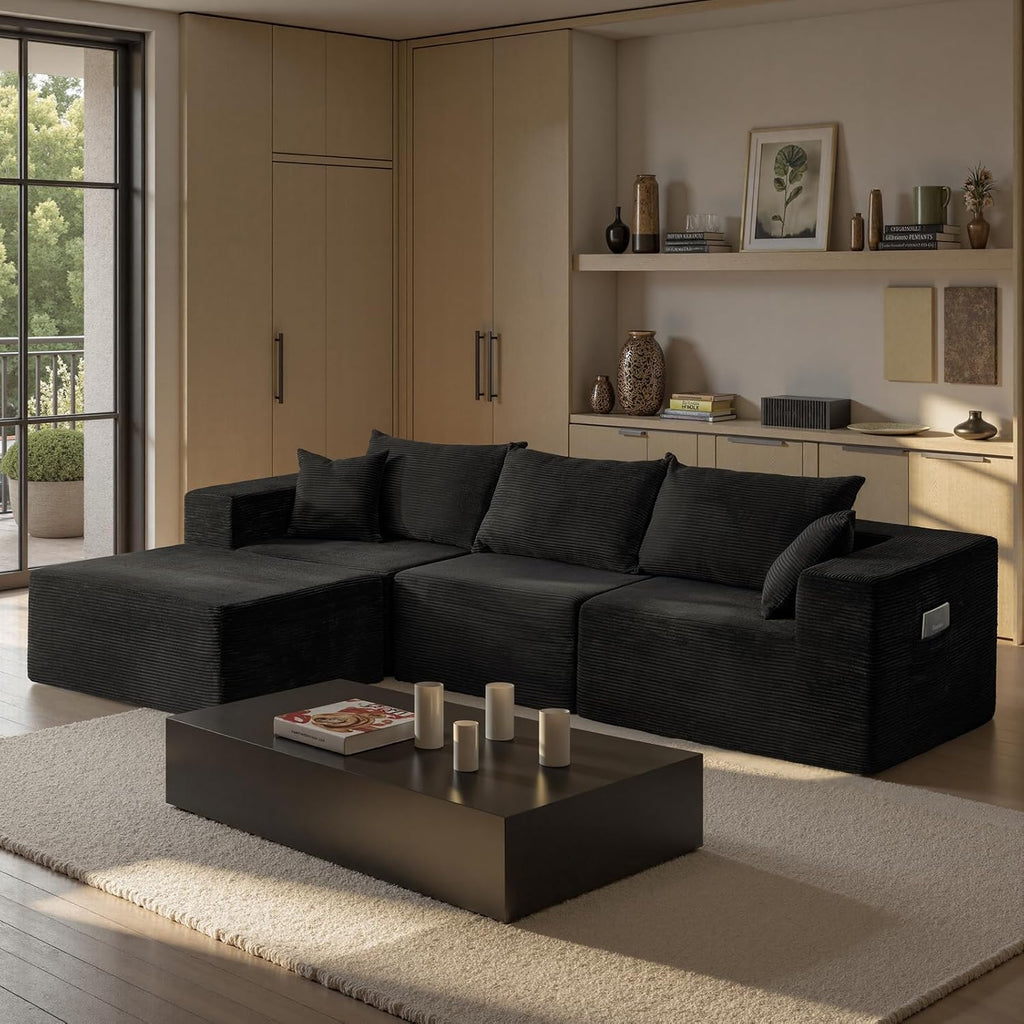 Cloud Sectional Couch with L-Shape Chaise,Modern Modular Sofa with Deep Seat, Upholstered Couches for Living Room Bedroom,No Assembly Required, Beige (Left Facing Chaise)