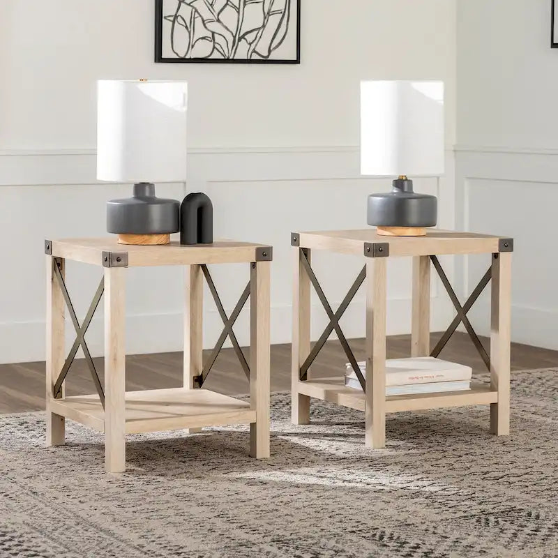 Set of 2 Middlebrook Kujawa 18-Inch X-Side Accent Tables