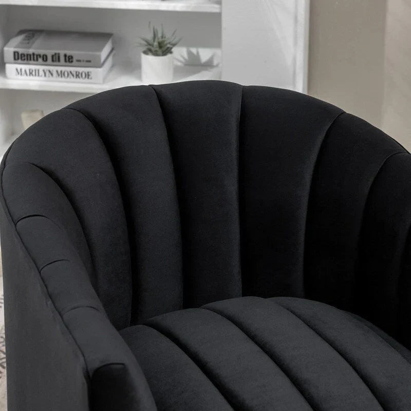 SEYNAR Set of 2 Modern Glam Velvet Upholstered Round Swivel Accent Barrel Chairs