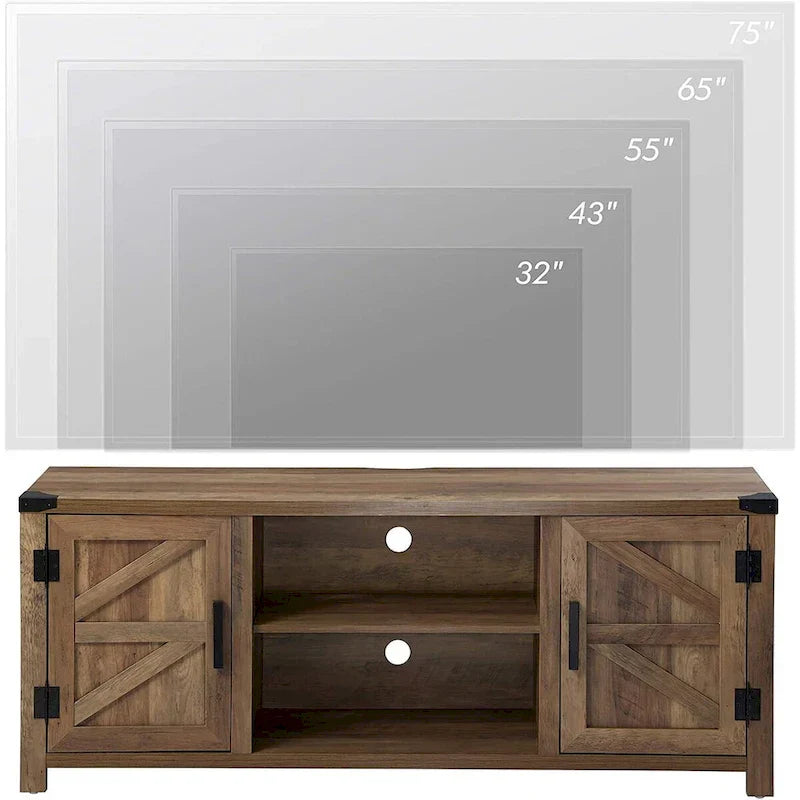 Rustic Farmhouse Barndoor TV Stand - Entertainment Center for TVs up to 70 Inches