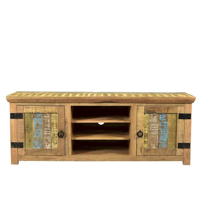 Handcrafted Solid Mango Wood TV Console from India - 60" x 18" x 22"