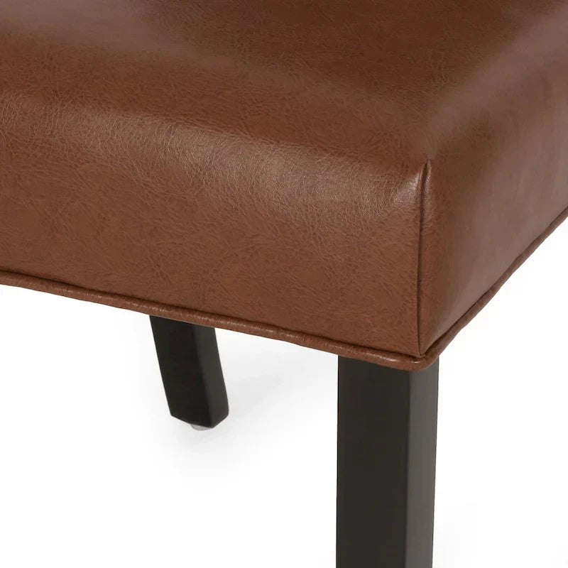 Set of 2 Harriet Modern Tufted Faux Leather Dining Chairs by Christopher Knight Home - Dimensions: 21.5" L x 25.75" W x 41.5" H