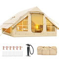 2025 6 Person Inflatable Camping Tent with Pump, 10ft x7ft Glamping Family Tent Easy Setup 4 Season Waterproof Windproof Outdoor Blow Up Tent Luxury Oxford Cabin with Mesh Windows & Doors sgtnighsdesigns
