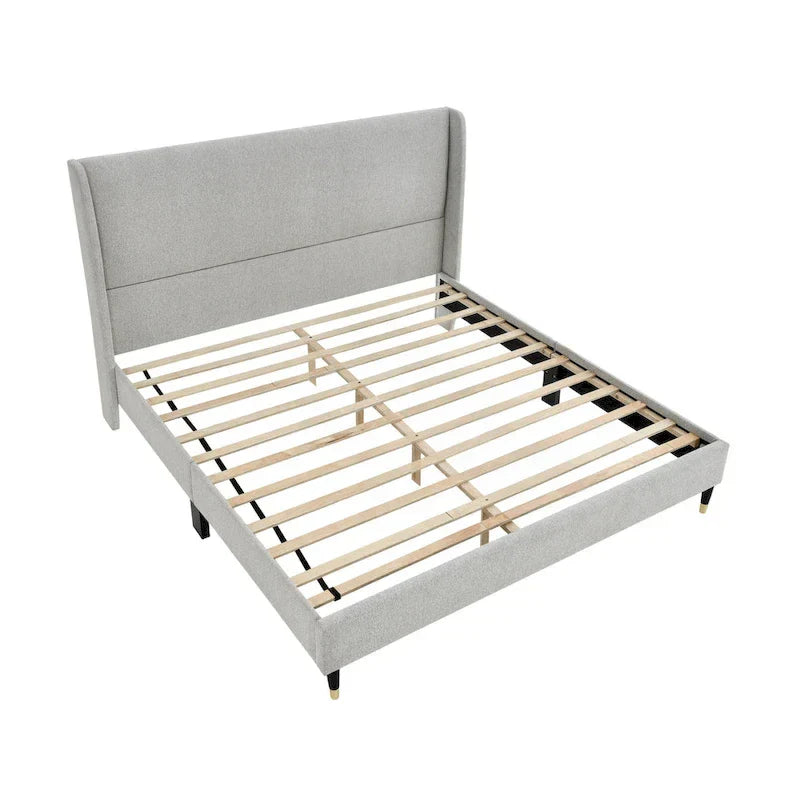 Roundhill Furniture Rozitta Upholstered Wingback Bed with Platform Design