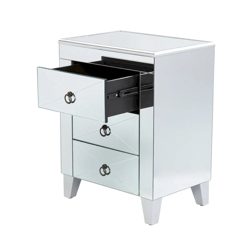 SEI Furniture Churchill Mid-Century Modern Mirrored Side Table with Storage Compartment