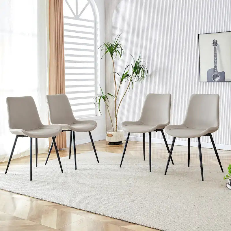 Set of 4 Modern Artificial Leather Dining Chairs for Kitchen
