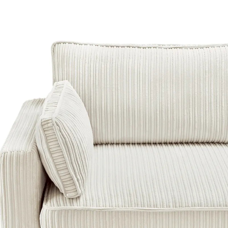 LUE BONA 81 Contemporary Corduroy 3-Seater Sofa - Upholstered Polyester Rectangle Design with Wooden Base for Living Room
