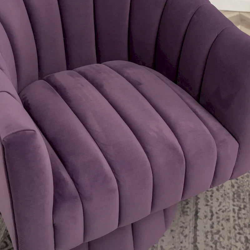 SEYNAR Contemporary Glam Velvet Round Swivel Accent Barrel Chair for Living Room