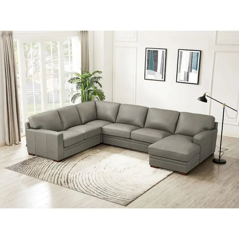 Hydeline Dillon Right-Facing Sectional Sofa with Chaise in Top Grain Leather
