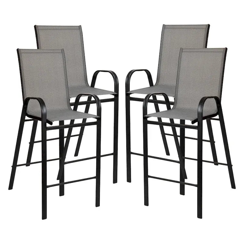 Set of 4 Outdoor Barstools with Flexible Comfort Material - Patio Seating