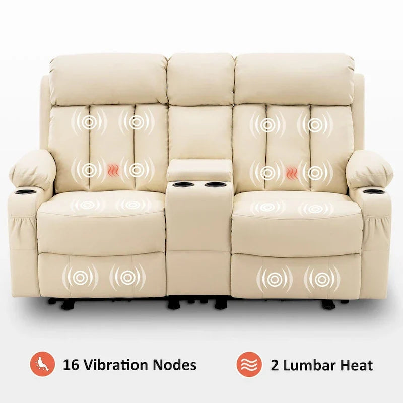 MCombo Faux Leather Electric Reclining Sofa with Heat and Massage - Models 6095/6075/6077