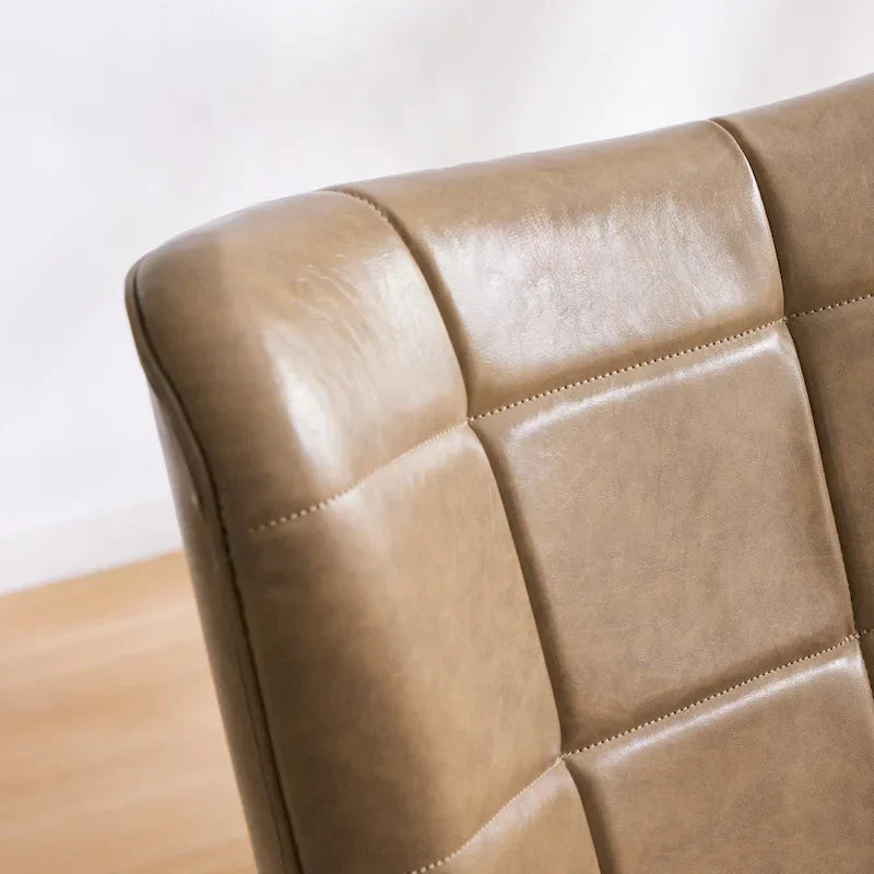 Set of 2 High-Back Tufted Accent Chairs in Cream, Brown, and Taupe