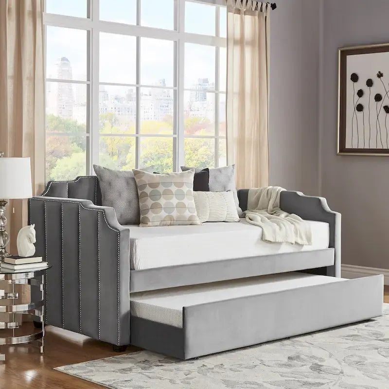 iNSPIRE Q Modern Chareau Glam Grey Velvet Daybed